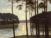 Walter Leistikow Evening mood at the battle lake USA oil painting artist
